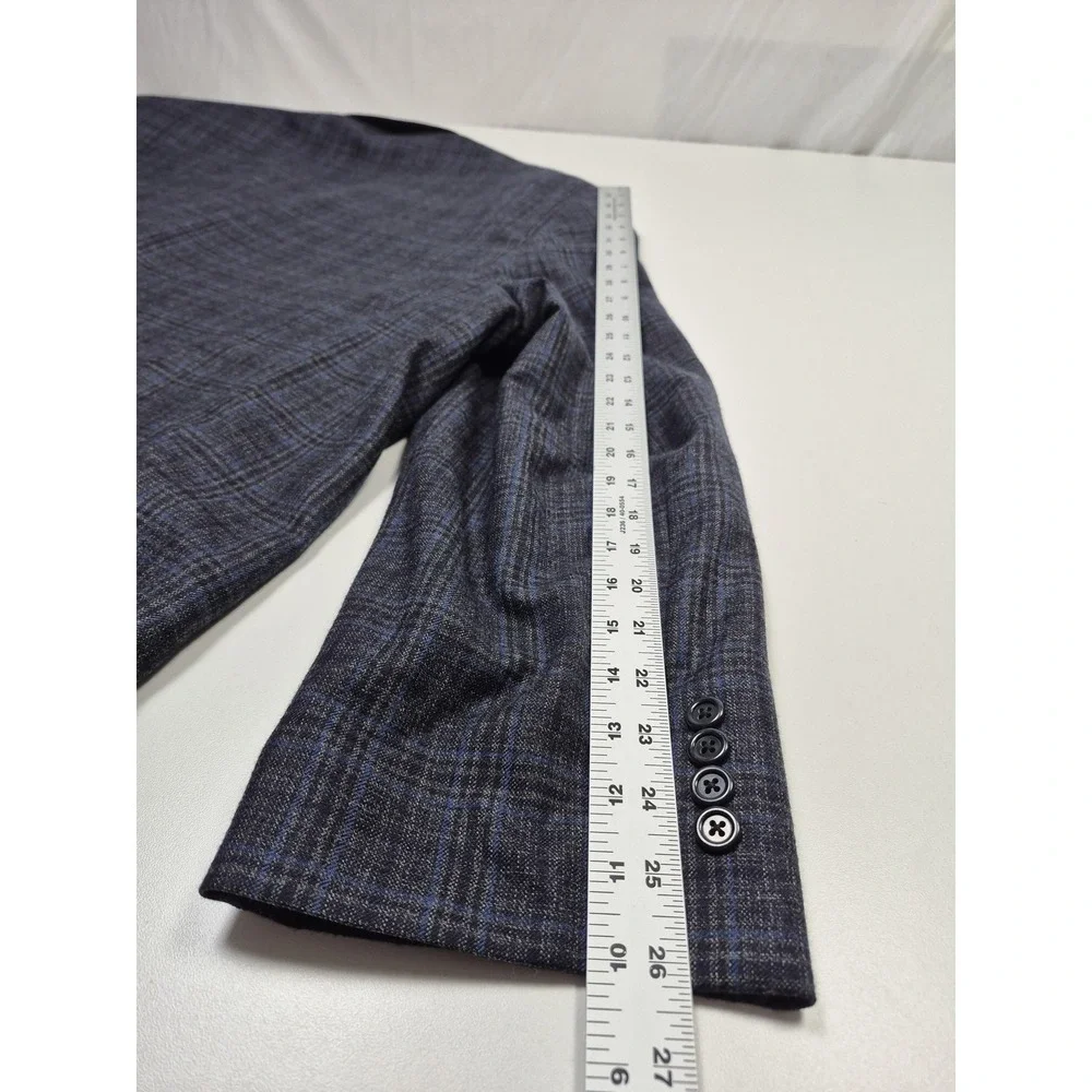 Oak Hill Premium Blazer Mens 3XLT Big Tall Gray Wool Plaid Sport Coat FLAW - Picture 11 of 13